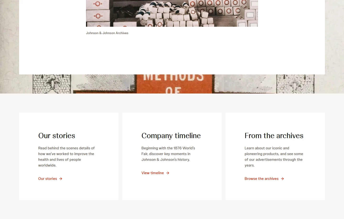 Footer in article for J&J Our Heritage