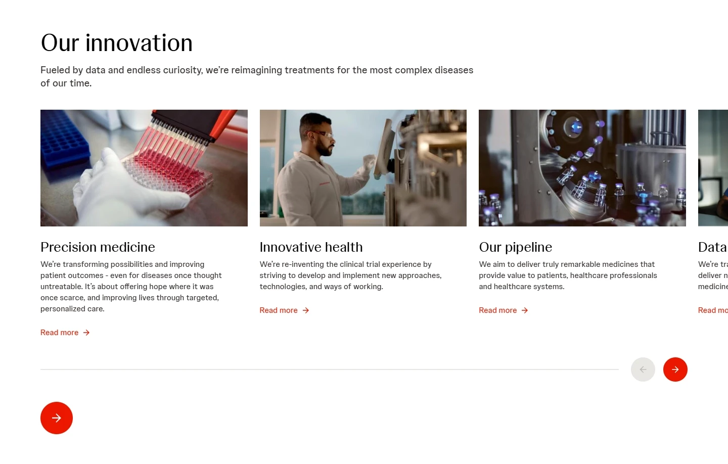 Image carousel on Innovatie Medicine's homepage