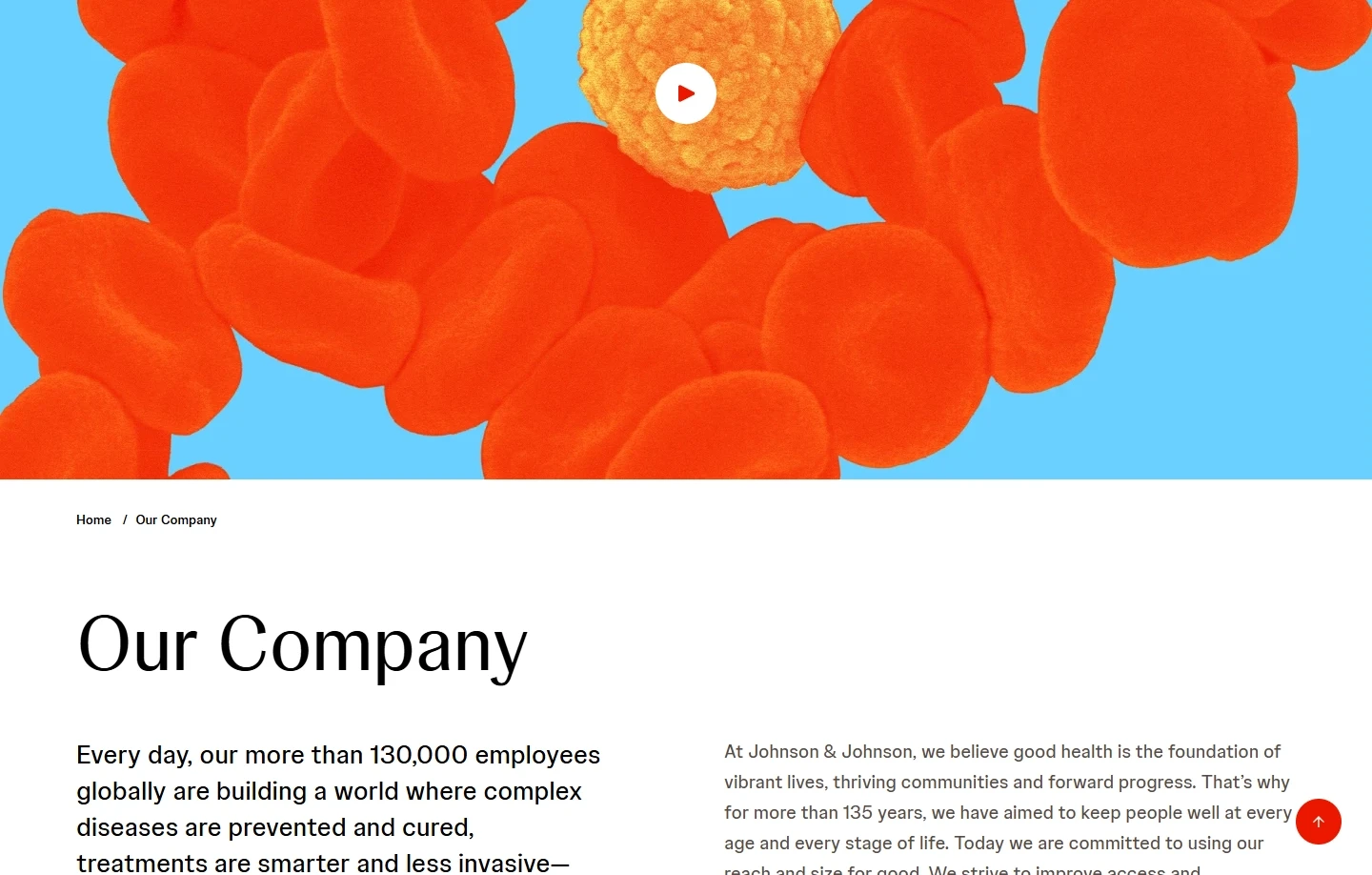 Page lead on Johnson & Johnson's website