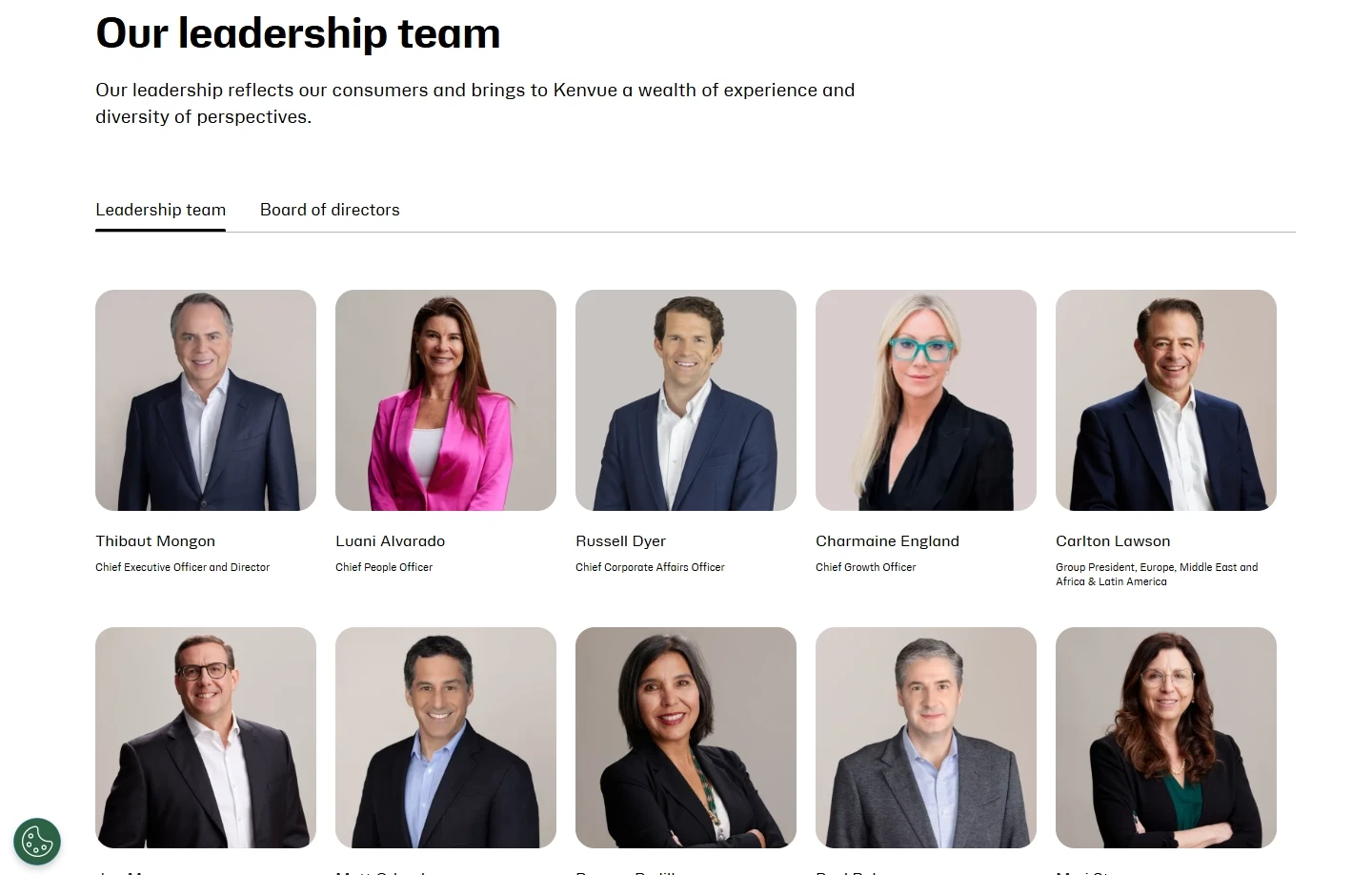 Person icon list for Kenvue