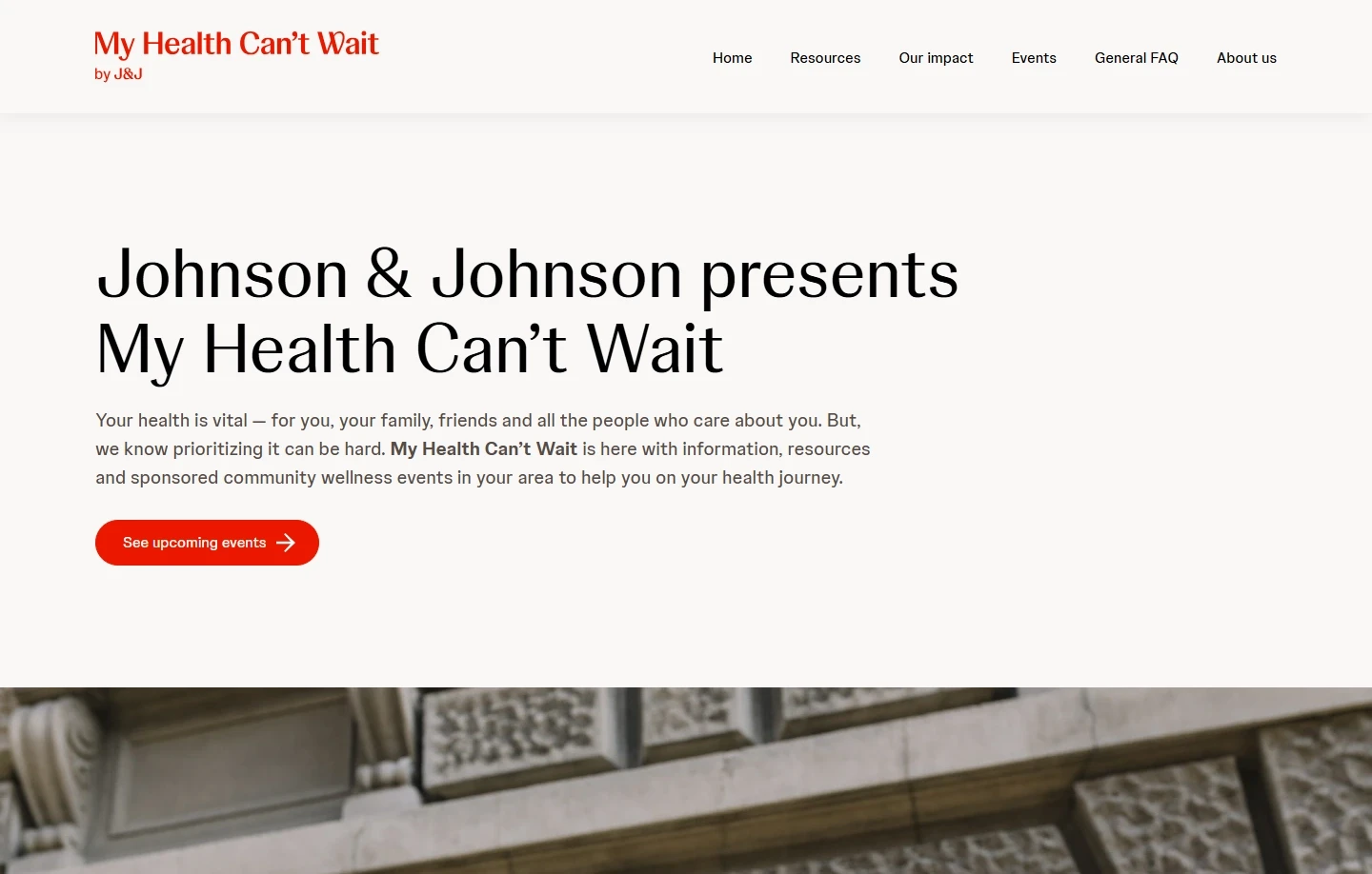 Homepage for My Health Can't Wait