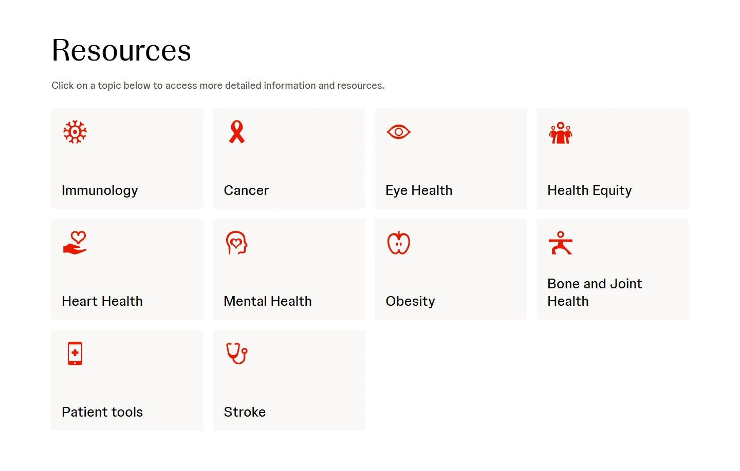 Icon list without text for My Health Can't Wait