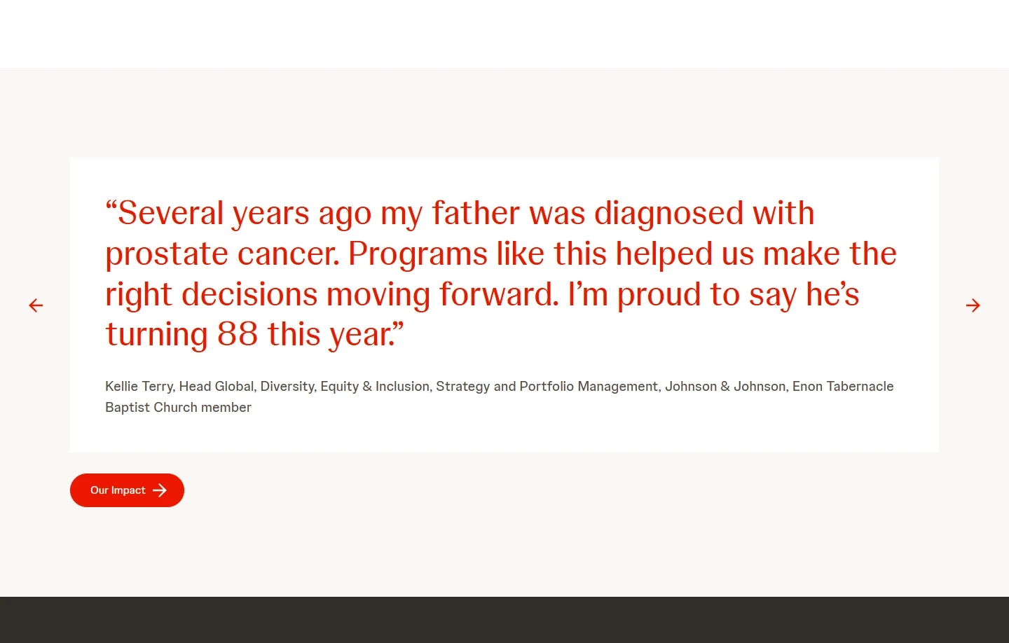 Quote carousel for My Health Can't Wait