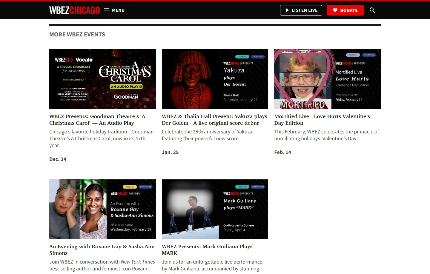 Events list of WBEZ Chicago